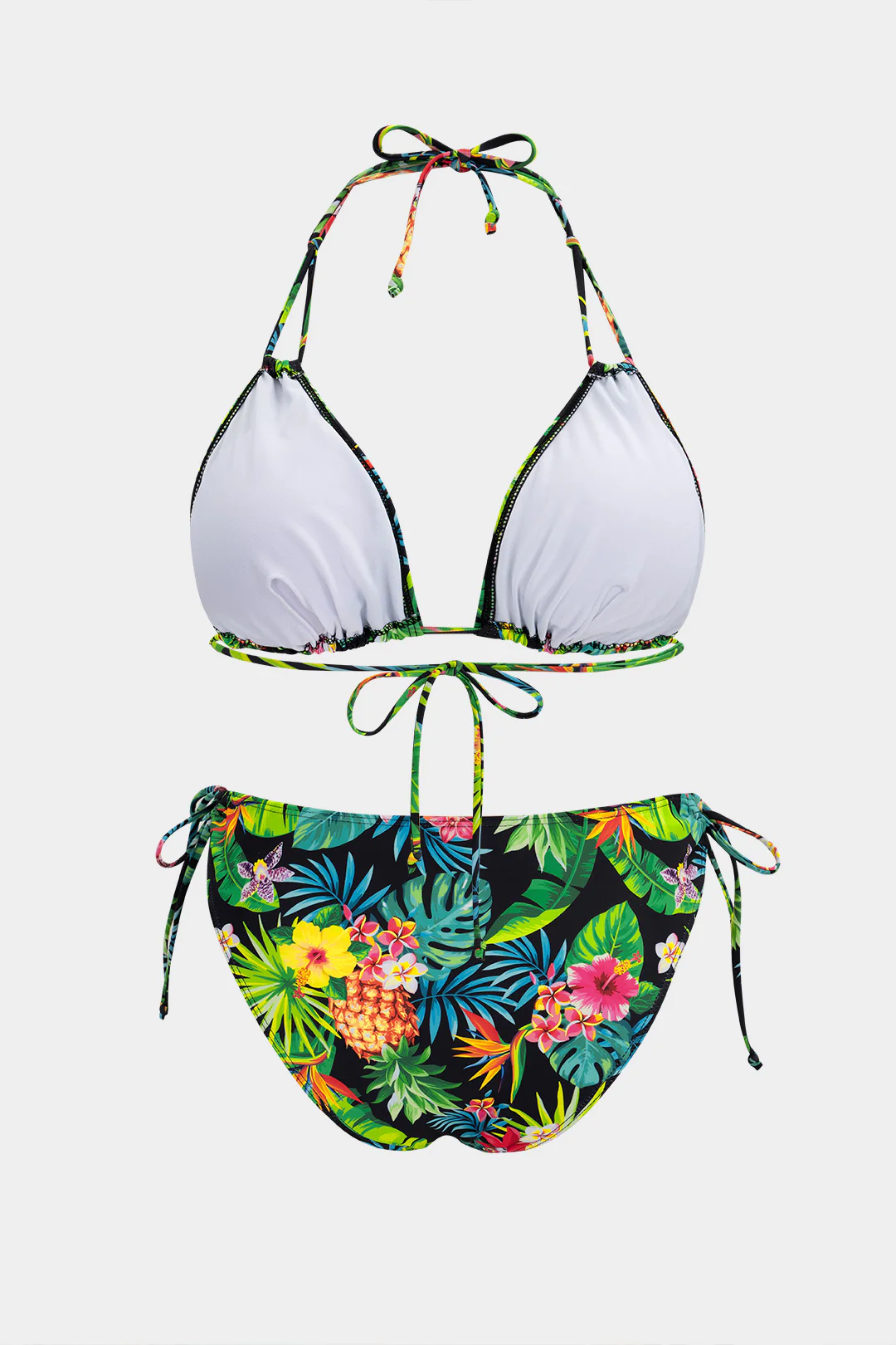 Plus Size Leaves Print Tie Front Bikini Set - Image 2