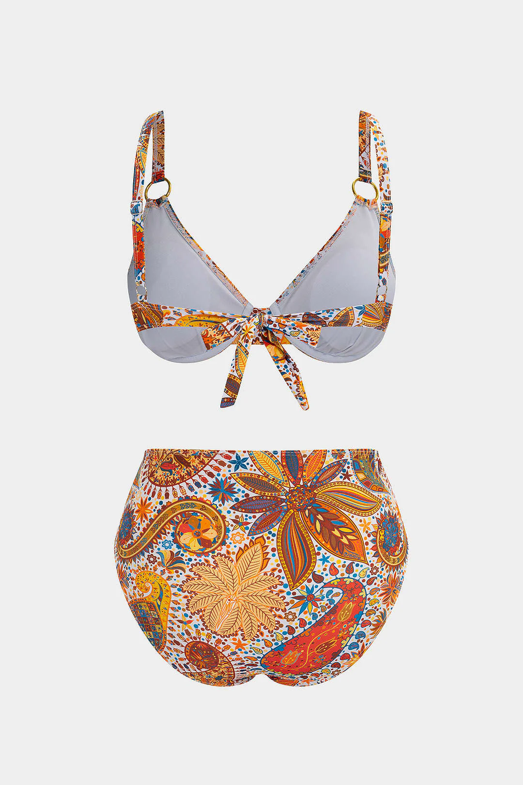 Plus Size Bohemian Print Knotted Bikini Set - Image 2