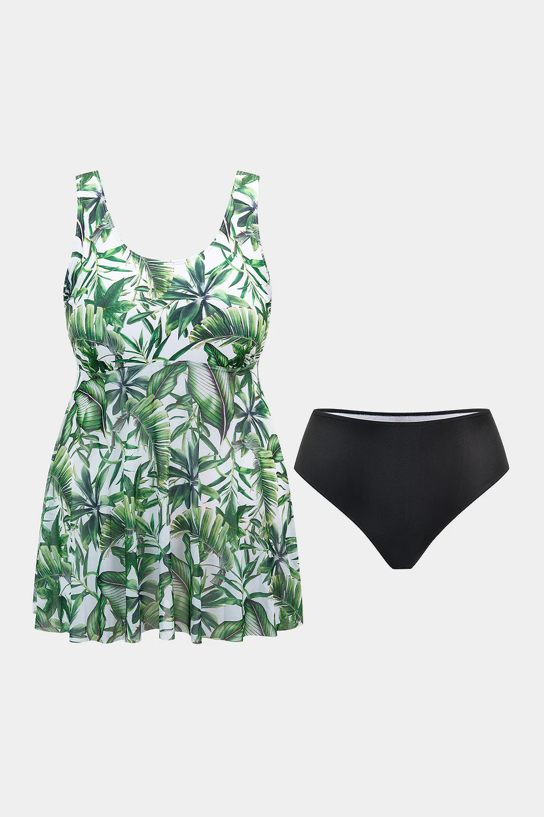 Plus Size Leaves Print Bikini Set
