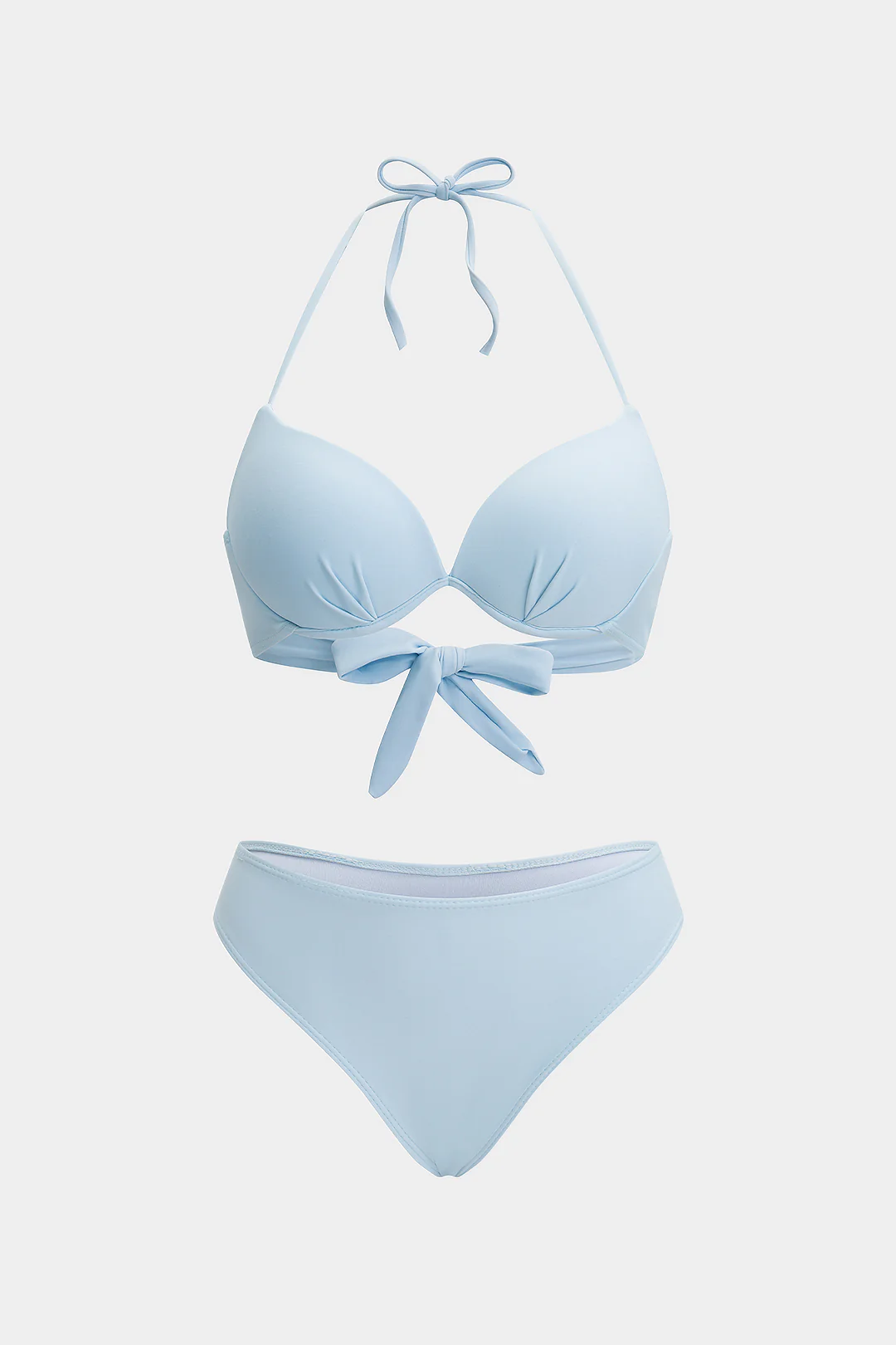 Solid Cut Out Tie-Up Bikini Set