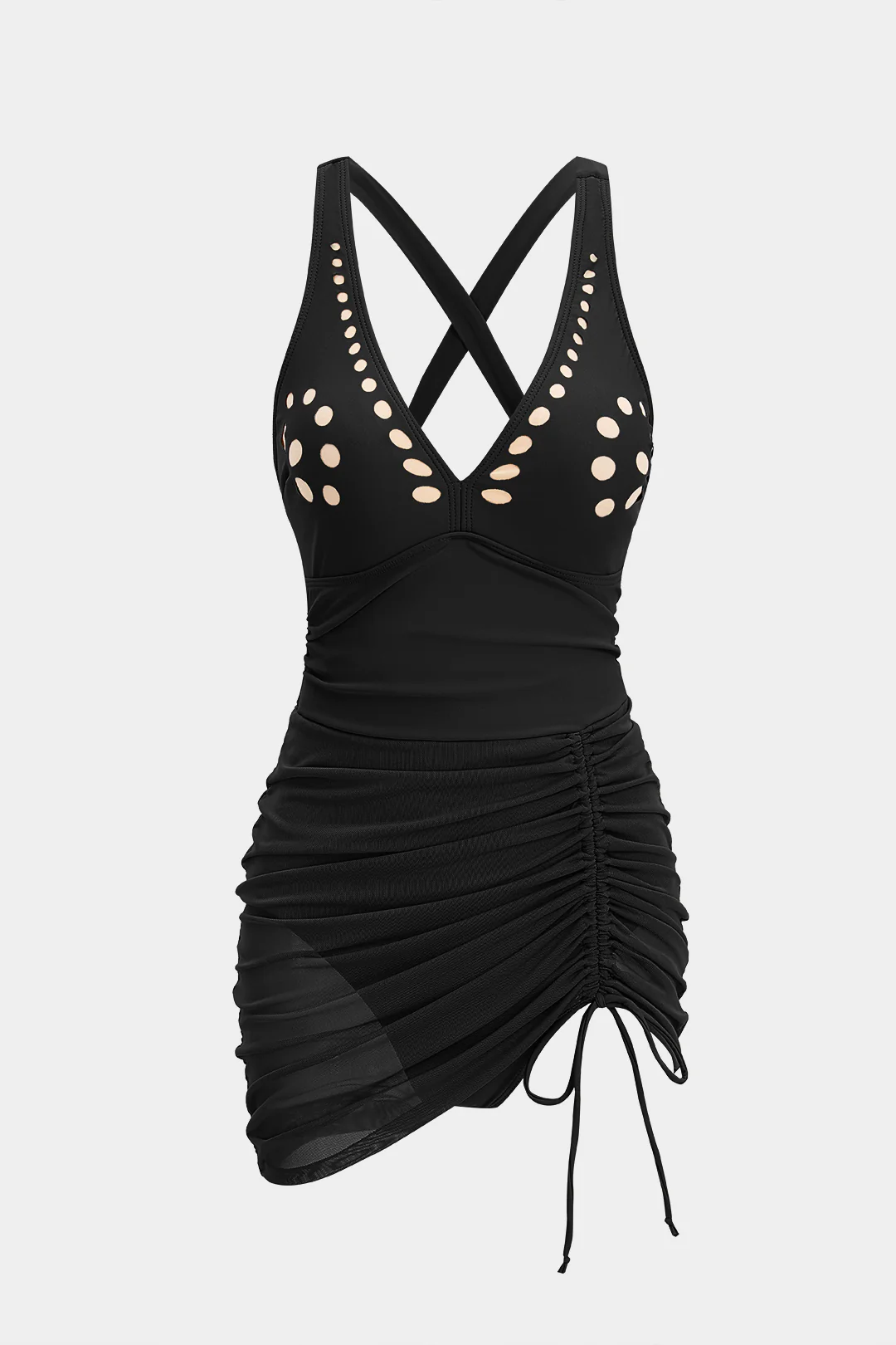 Hollow Out Crossed Asymmetrical Drawstring Swimsuit - Image 5