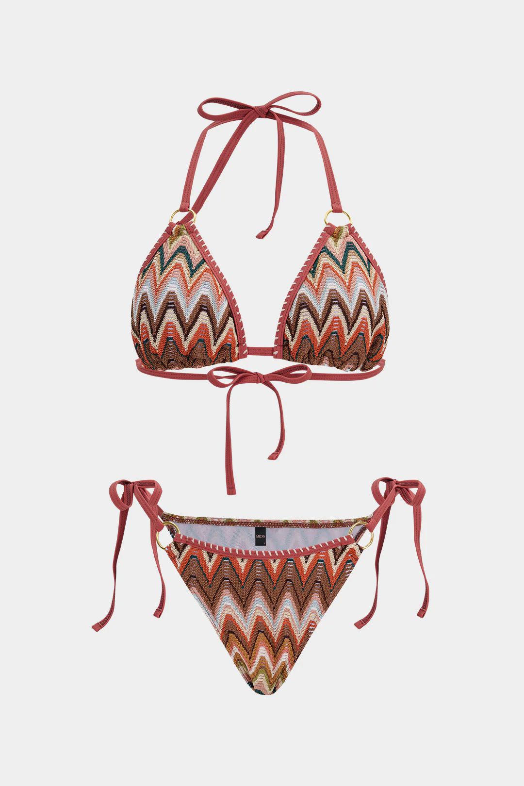 Geometric Print Halter Tie-Up Bikini Set
