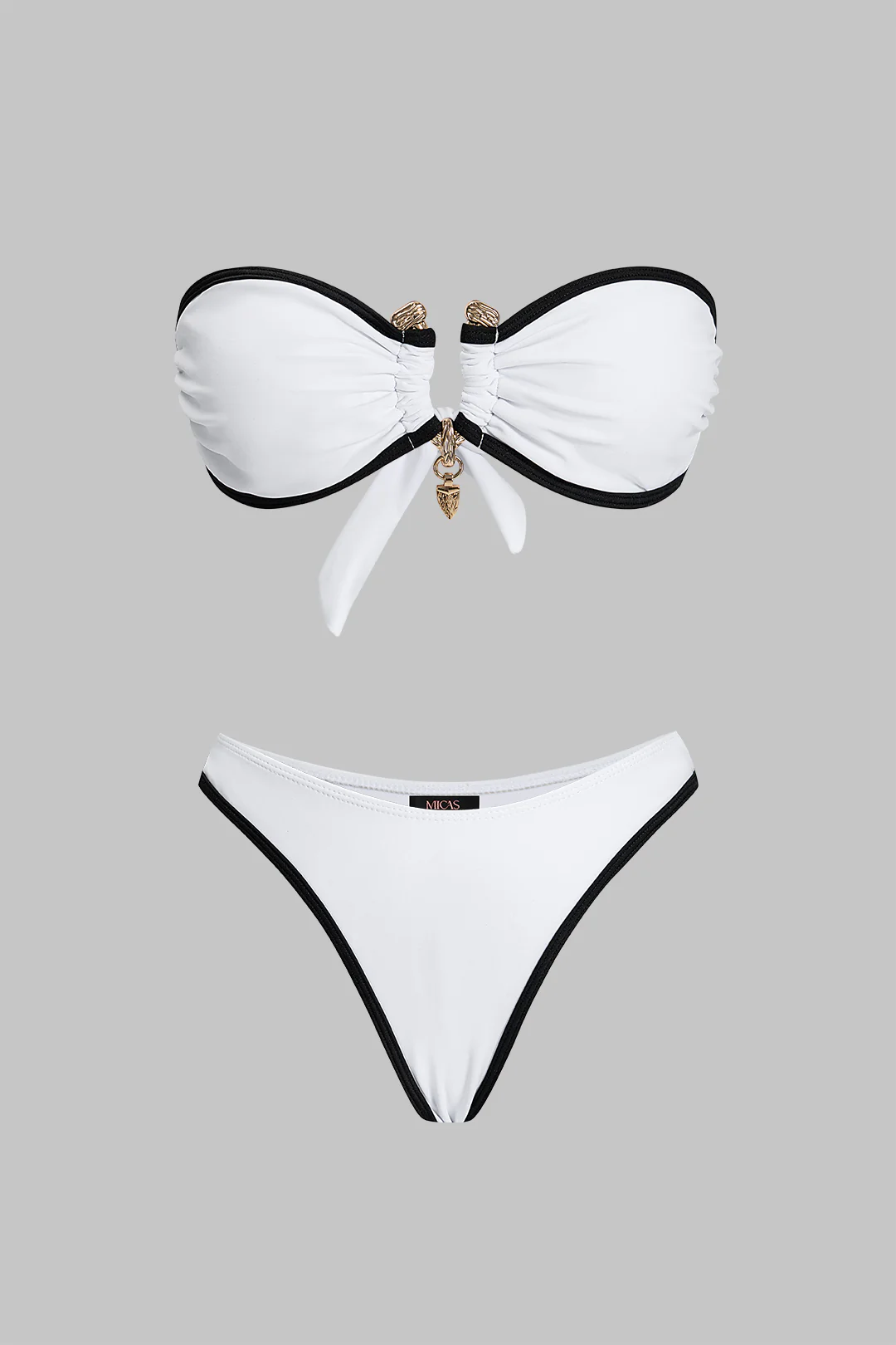 Contrast Metallic Tie Back Bikini Set - Image 2