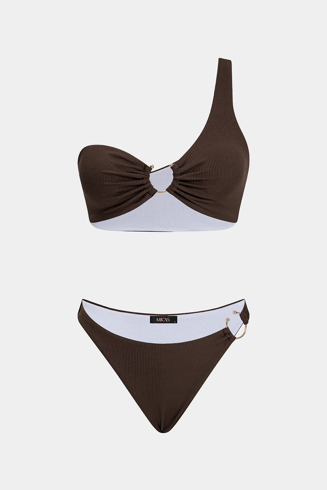 Solid One-Shoulder Bikini Set - Image 3