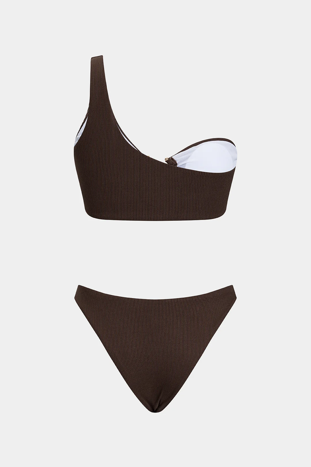 Solid One-Shoulder Bikini Set - Image 4