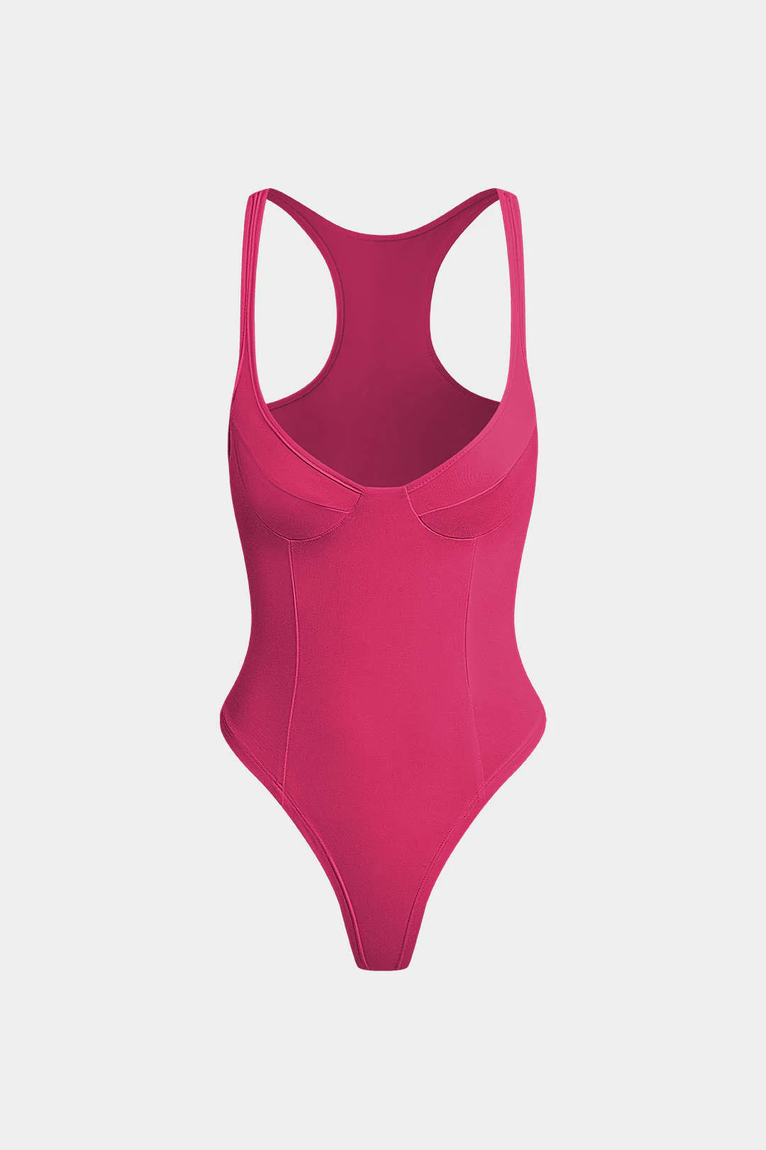 Basic Solid Deep-V Neck Bustier Bodysuit - Image 10