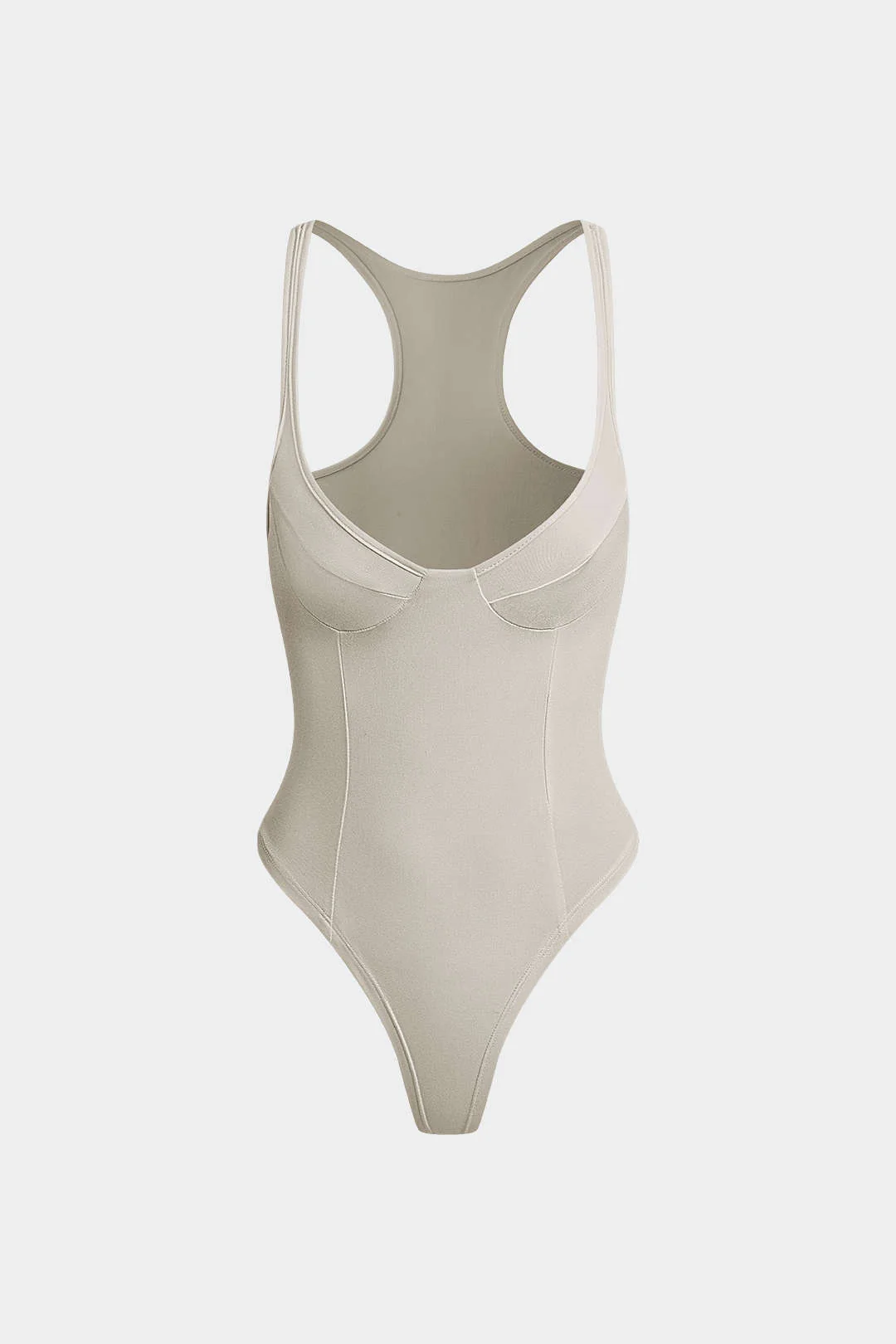 Basic Solid Deep-V Neck Bustier Bodysuit - Image 11