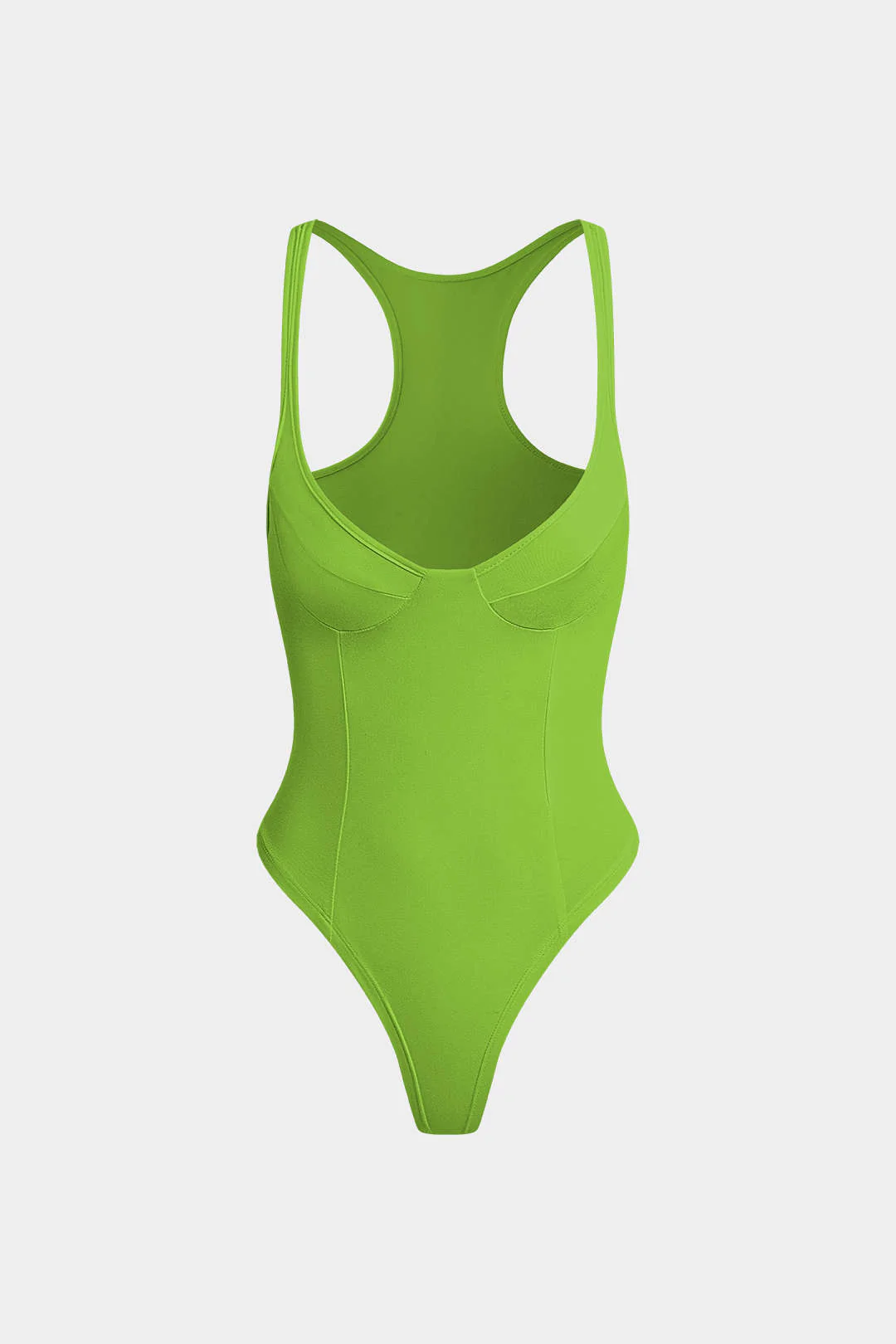 Basic Solid Deep-V Neck Bustier Bodysuit - Image 12