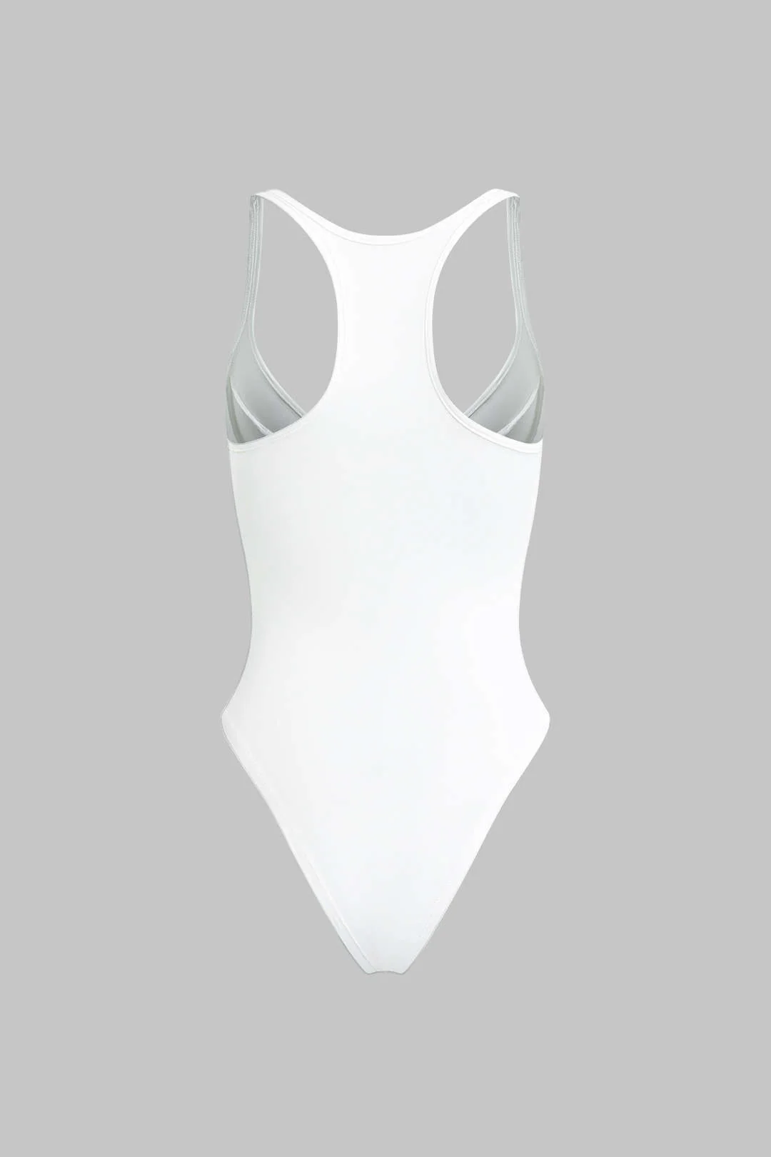 Basic Solid Deep-V Neck Bustier Bodysuit - Image 2
