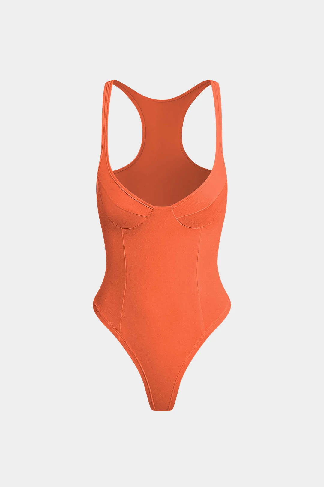 Basic Solid Deep-V Neck Bustier Bodysuit - Image 9