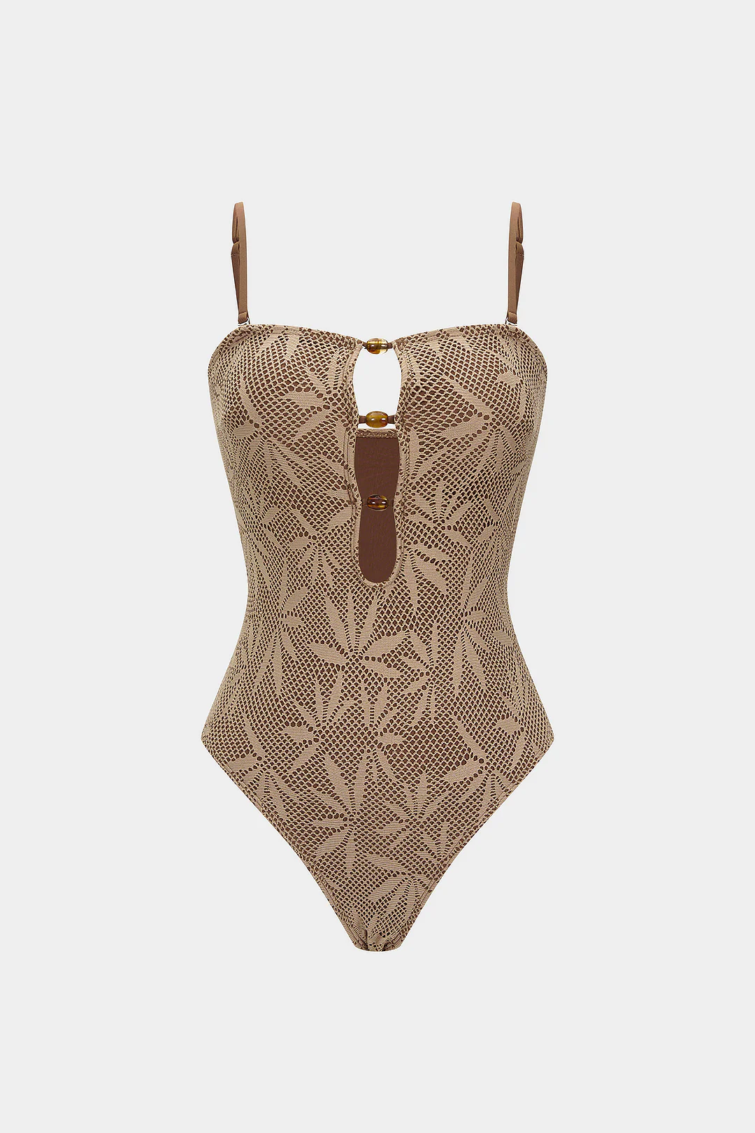 Beaded Backless Slip One-Piece Swimsuit