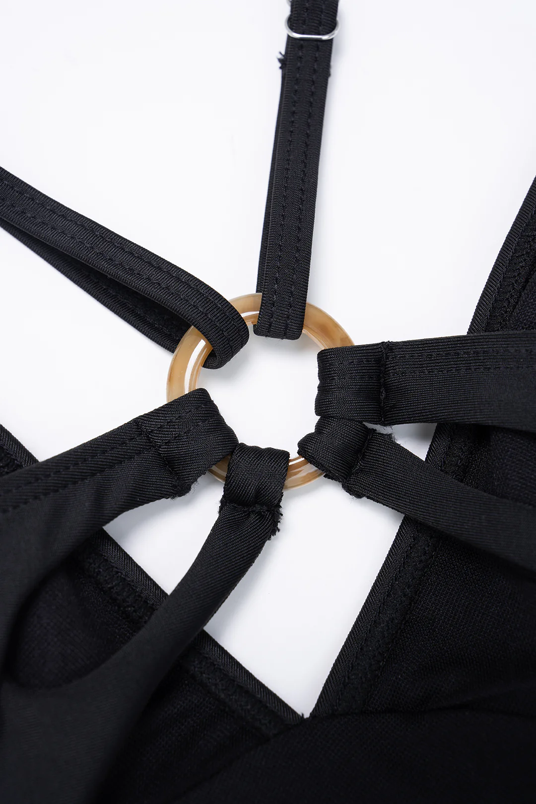 V-Neck Backless Tie-Up Ruched Swimsuit - Image 3