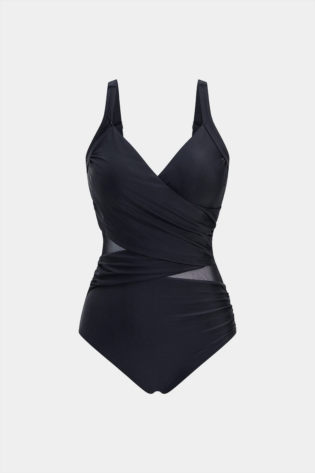 Sheer Mesh Patchwork V-Neck Crosssed Swimsuit