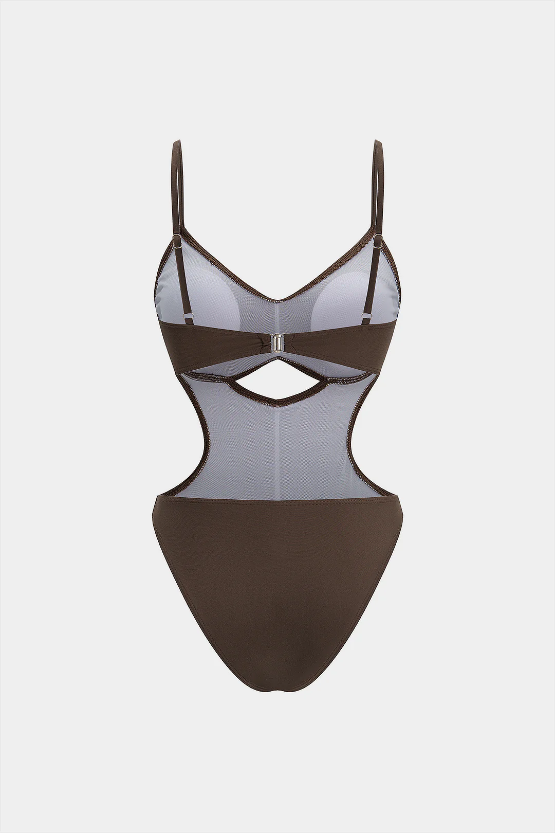 Solid Ruched Cut Out Swimsuit - Image 3
