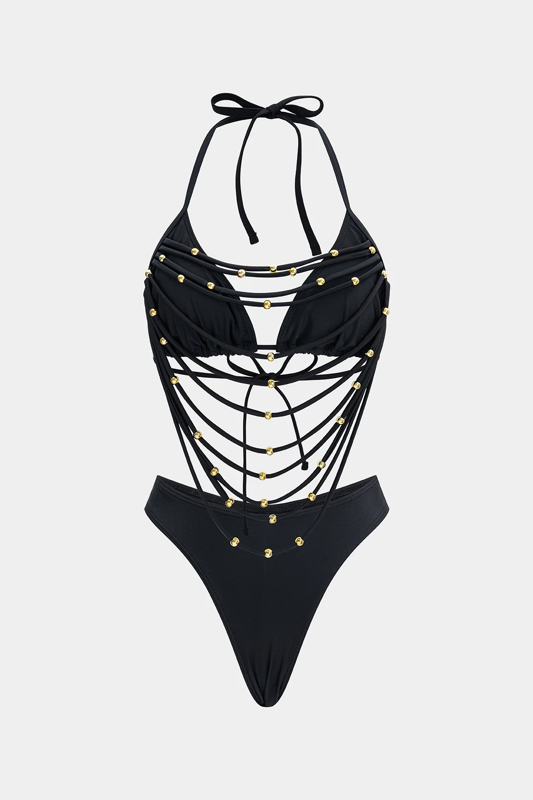 Beaded Cut Out Tie-Up Bikini Set