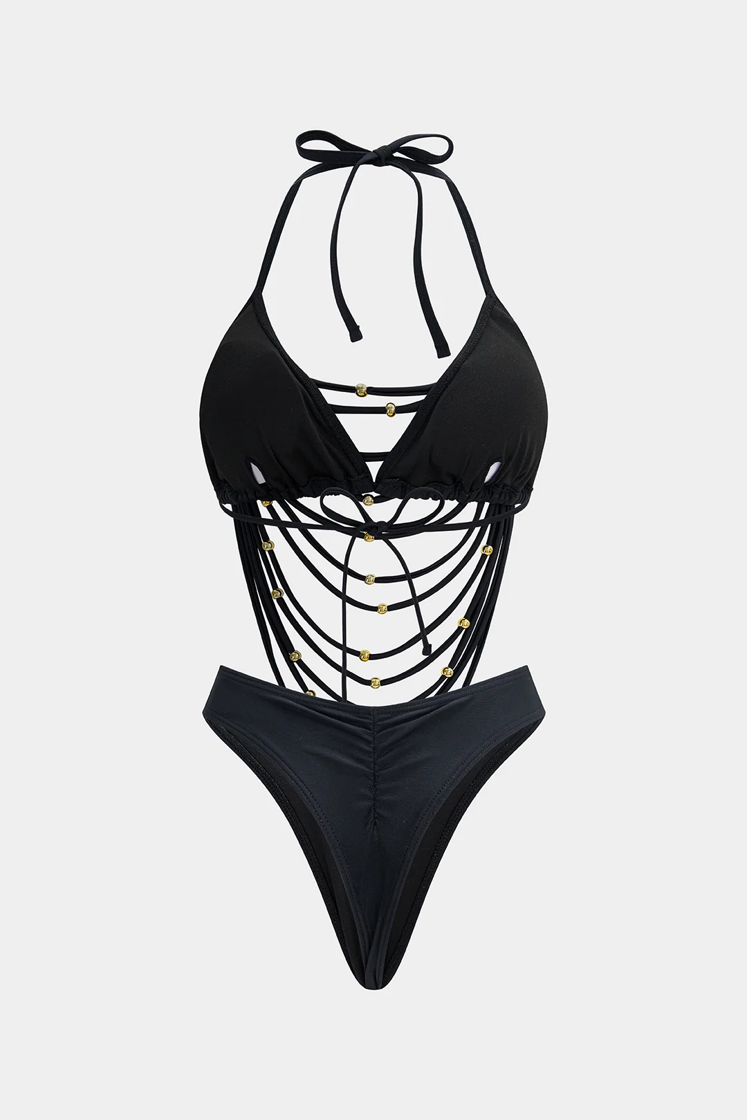 Beaded Cut Out Tie-Up Bikini Set - Image 2
